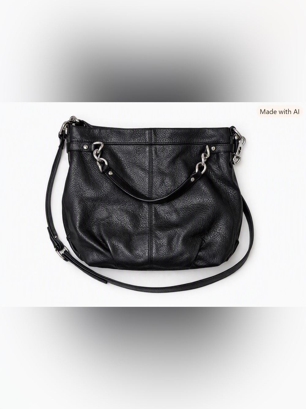 Coach Brooke F17165 Black Pebbled Leather Hobo Handbag Purse Satchel